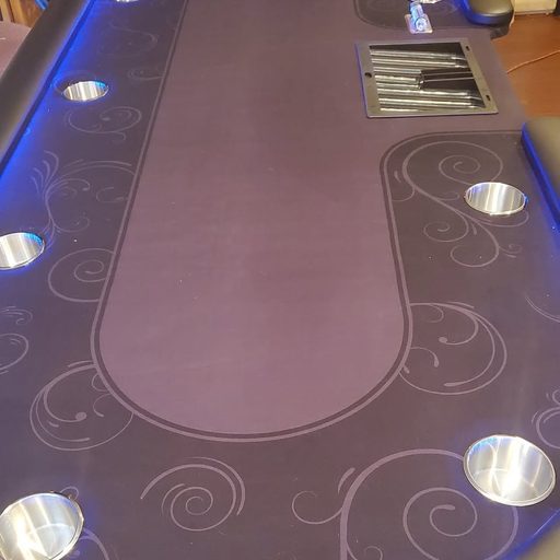 Red and orange felt custom poker table build